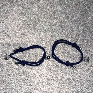 3 for $12 Magnetic Navy Blue Bracelet Set with Silver Accents